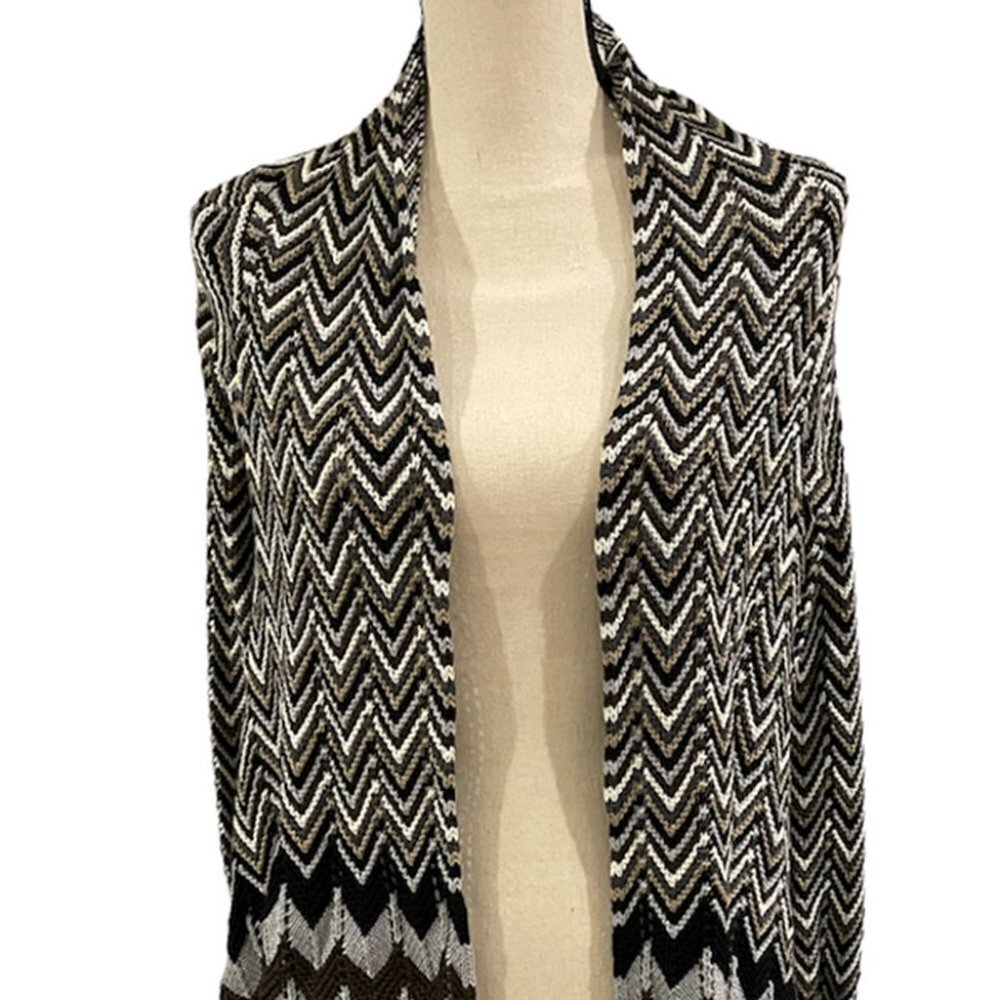 Autumn Cashmere Boho Cotton Stripe Chevron Flame Stitch Open Cardigan